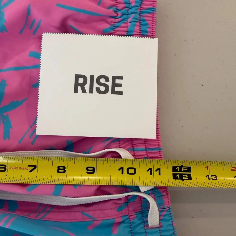 Chubbies Mens Swim Trunks Pink Teal Palm Tree Tropical Board Shorts 7 Inch XL